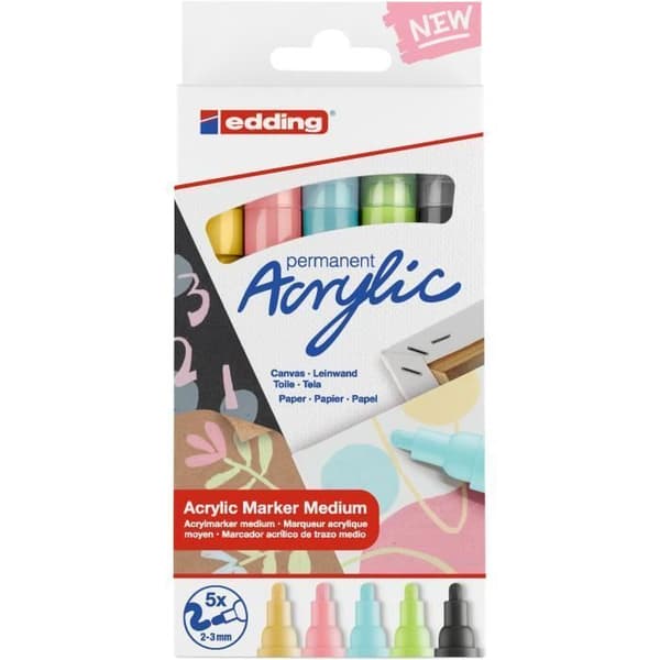 edding 5100 akrylmarkörer "Pastel", medium spets, set om 5