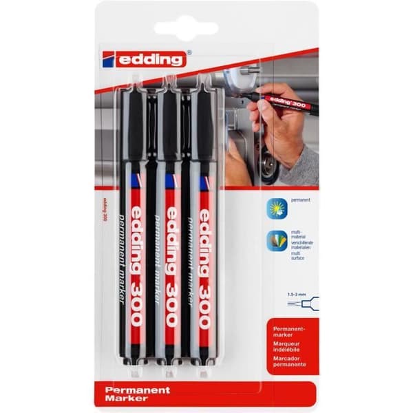 Permanent Marker - EDDING - 300 - Finspets - Svart - 1,5-3 mm