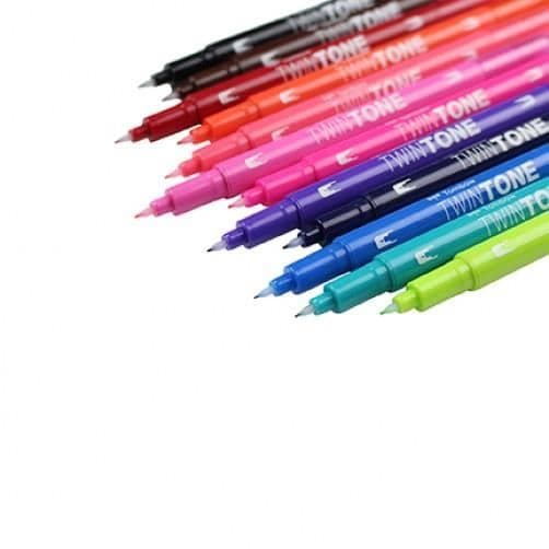Tombow WS-PK-12P-1, Fin kulspets, Flerfärgad, 12 st.