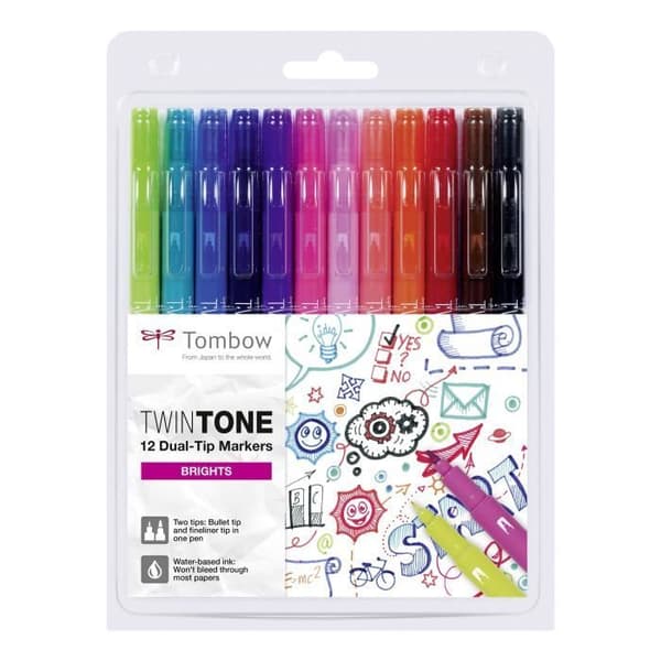 Tombow WS-PK-12P-1, Fin kulspets, Flerfärgad, 12 st.