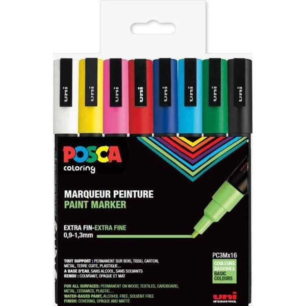 Set med 16 olika PC3M Fine Conical Paste Markers