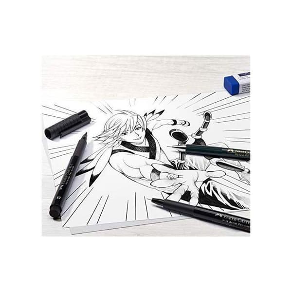 Faber-Castell 167124 - Pitt Artist Pen, kartong med 6, svart mangaka