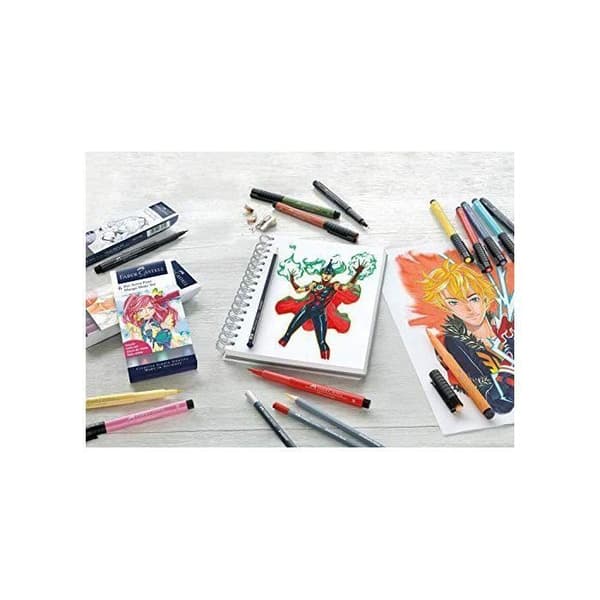 Faber-Castell 167124 - Pitt Artist Pen, kartong med 6, svart mangaka