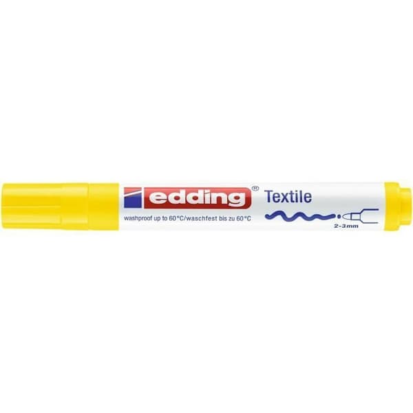Textilmarkör - EDDING - 4500 - Gul - Fin spets - Outplånlig