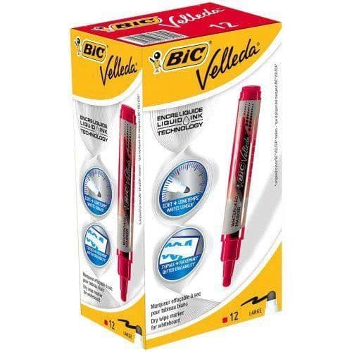 Torrensuddär - Bic - Velleda Flytande Bläcktank - Förpackning med 12 - Röd - Opaque