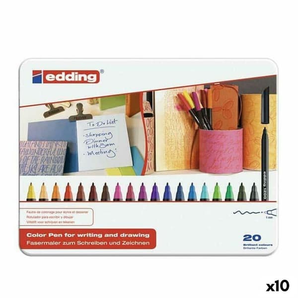 Sæt med Fiberpenne Edding 1200 Metalboks (10 Dele) (10 enheder)