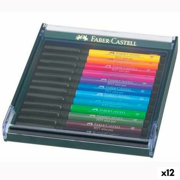 Sæt med Fiberpenne Faber-Castell Pitt Artist Æske (12 enheder)