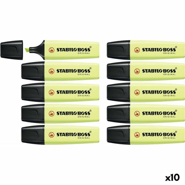 Fluorescerende markør Stabilo Boss Limegrøn 10 Dele