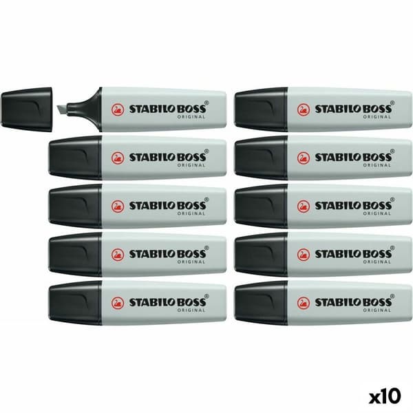 Fluorescerende markør Stabilo Boss Grå 10 Dele