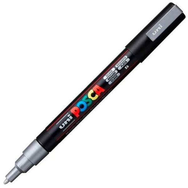 Markør POSCA PC-3M Sølvfarvet (6 enheder)