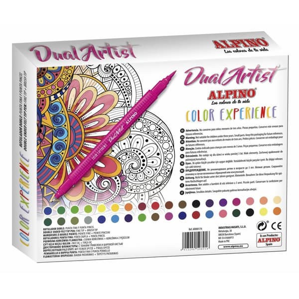 Sæt med Fiberpenne Alpino Dual Artist Multifarvet 36 Dele