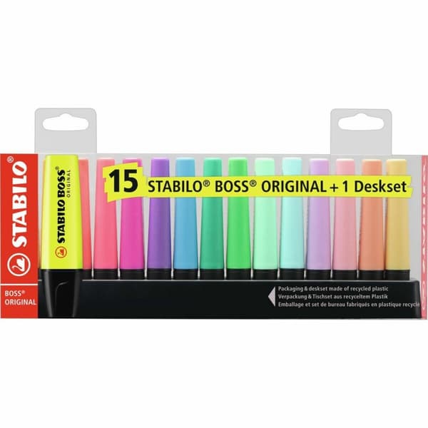 Fluorescerende markør Stabilo 4006381517478 Multifarvet 15 Dele