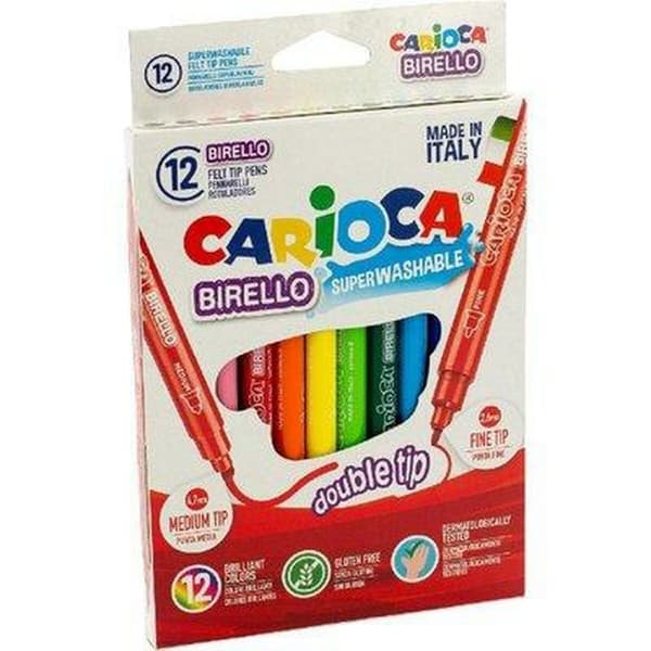 Sæt med Fiberpenne Carioca Birello 12 Dele Multifarvet Dobbelt afsluttet (12 Dele) (4 enheder)