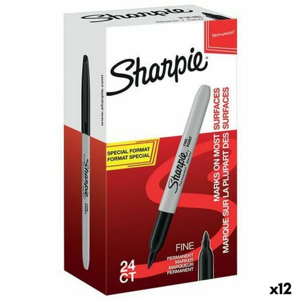 Sprittusch Sharpie 12 Dele Sort 0,9 mm (12 enheder)