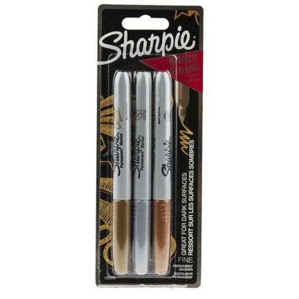 Sæt med Fiberpenne Sharpie Multifarvet metal 3 Dele 1 mm (12 enheder)