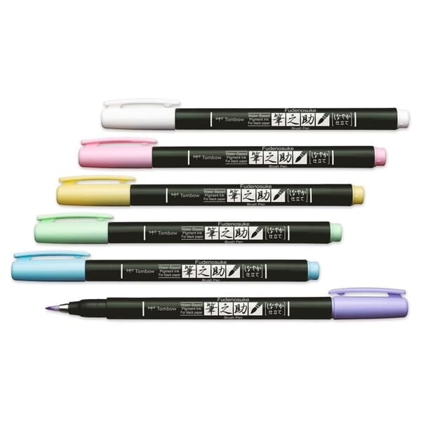 BRUGT Sæt med Fiberpenne Tombow WS-BS-6P Sort Hvid (Refurbished A+)