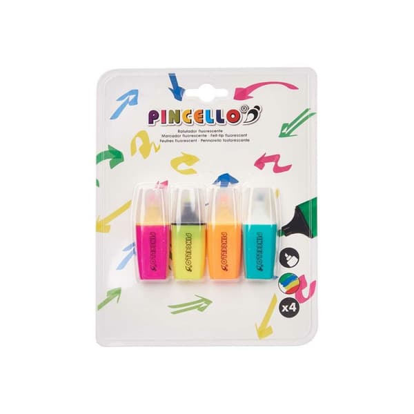 Markeringstuscher Pincello 495 Gul Grøn Multifarvet Orange Pink (12 enheder)