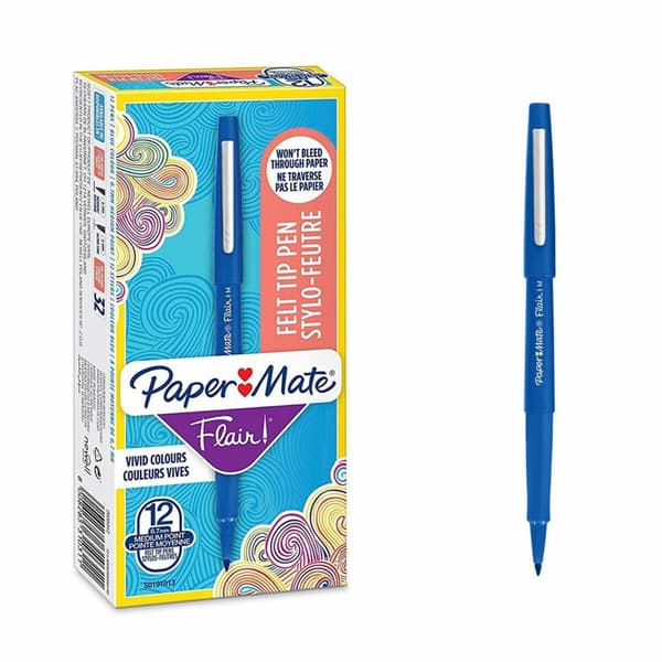 Markør Paper Mate Flair! M Blå (12 enheder)