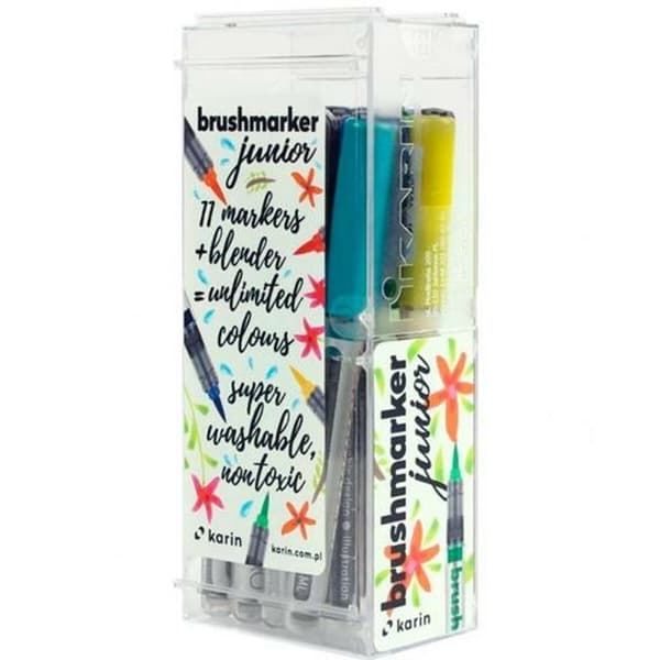 Sæt med Fiberpenne Karin Brushmarker Junior - Basic Colours 12 Dele