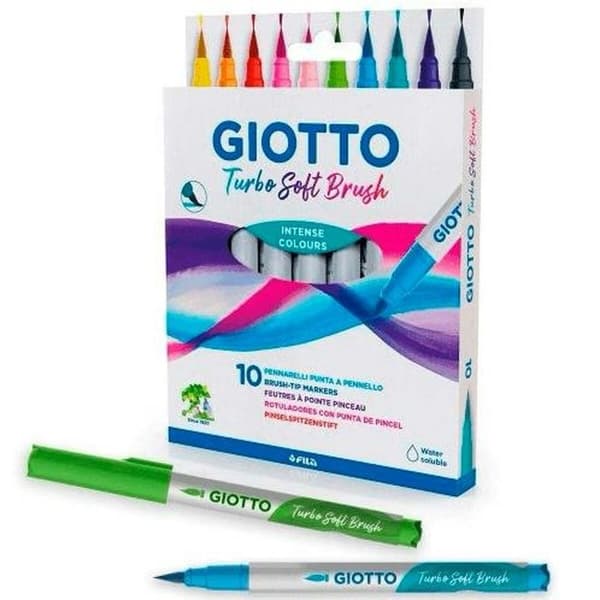 Sæt med Fiberpenne Giotto Turbo Soft Brush Multifarvet (10 enheder)