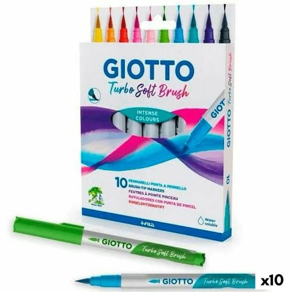 Sæt med Fiberpenne Giotto Turbo Soft Brush Multifarvet (10 enheder)