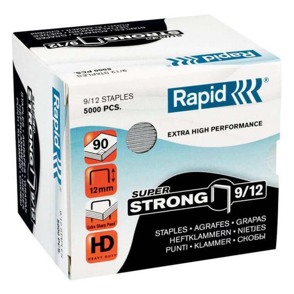 Rapid Galvaniserede Hæfteklammer 9/12 Mm X5000 Super Strong Søvfarvet