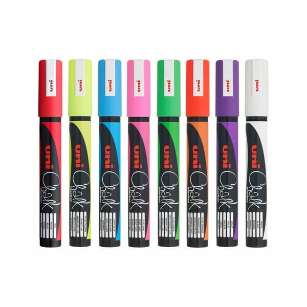 Flytande kritamarkör Uni-Ball PWE-5M Multicolour 8 antal