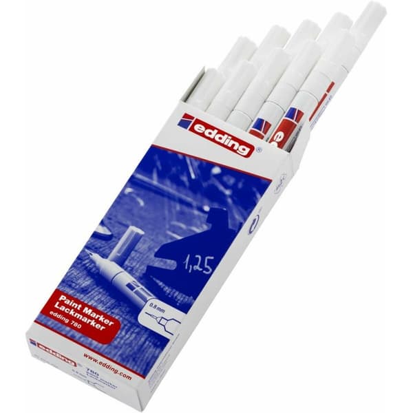 Permanent markörpenna Edding 780 Vit 10 antal