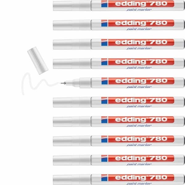 Permanent markörpenna Edding 780 Vit 10 antal