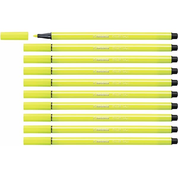 Tuschpennor Stabilo Pen 68 Fluorescerande Gul (10 Delar)