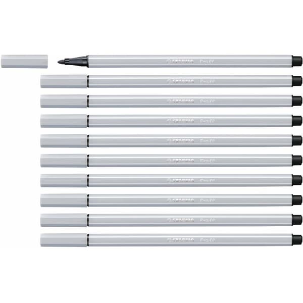 Tuschpennor Stabilo Pen 68 Ljusgrå (10 Delar)