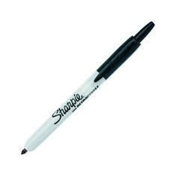 Permanent markörpenna Sharpie Fine Indragbar Svart 12 antal