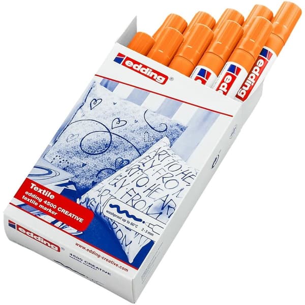 Permanenttimarkkeri Edding 4500 Teksiili Fluoresoiva Oranssi (10 osaa)
