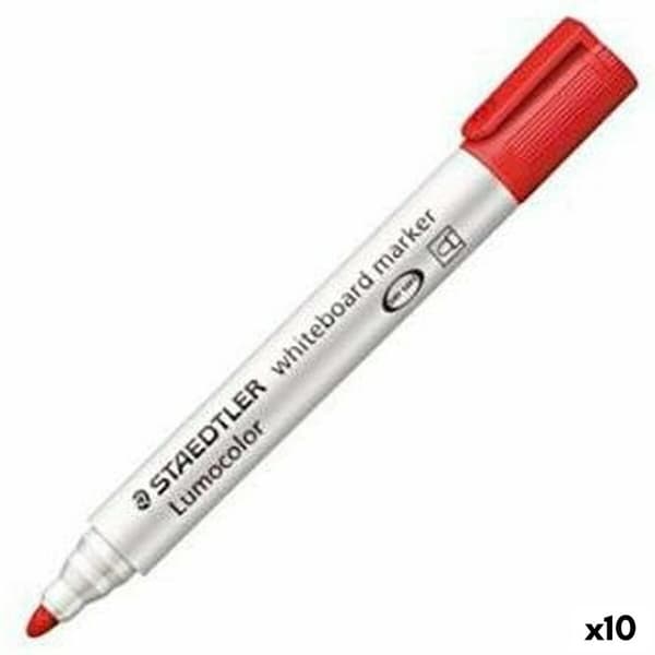 huopakärkiset kynät Staedtler Lumocolor 351-2 Valkotaulu Valkoinen Punainen (10 osaa) (1 osaa)