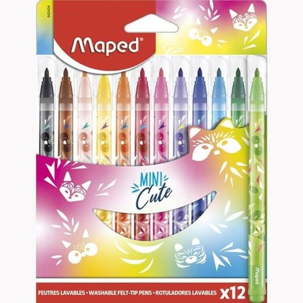 Sæt med Fiberpenne Maped Mini Cute Multifarvet 12 Dele (12 enheder)