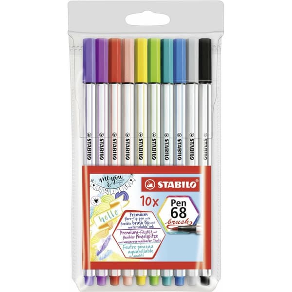 Tuschpennor Stabilo Pen 68 Brush 10 Delar Multicolour