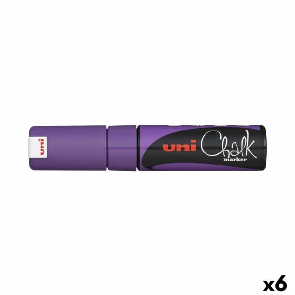 Flydende kridtmarkør Uni-Ball PWE-8K Violet (6 Dele) (6 enheder)