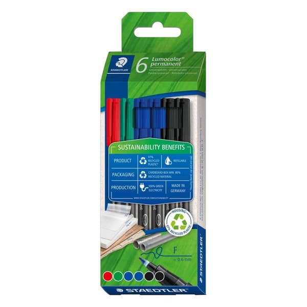 Tussisetti Staedtler Lumocolor Permanent 6 Kappaletta Monivärinen 0,6 mm