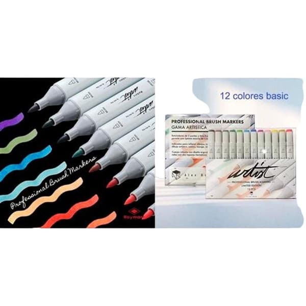 Tuschpennor Alex Bog Professional Multicolour 12 Delar Dubbel ände