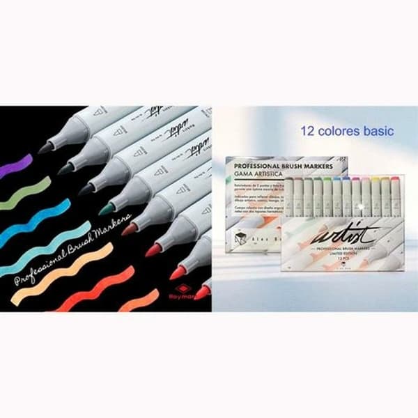 Tuschpennor Alex Bog Professional Multicolour 12 Delar Dubbel ände