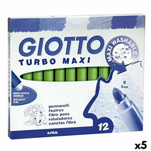Sæt med Fiberpenne Giotto Turbo Maxi Lysegrøn (5 enheder)