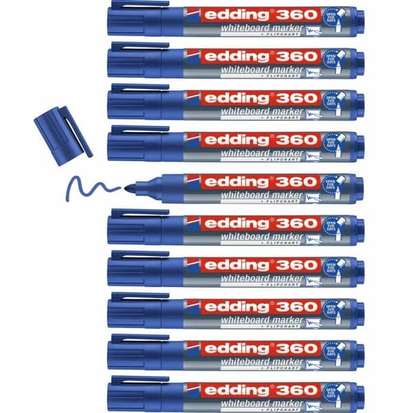 Whiteboard-pen Edding 360 Genopladelig Blå (10 enheder)