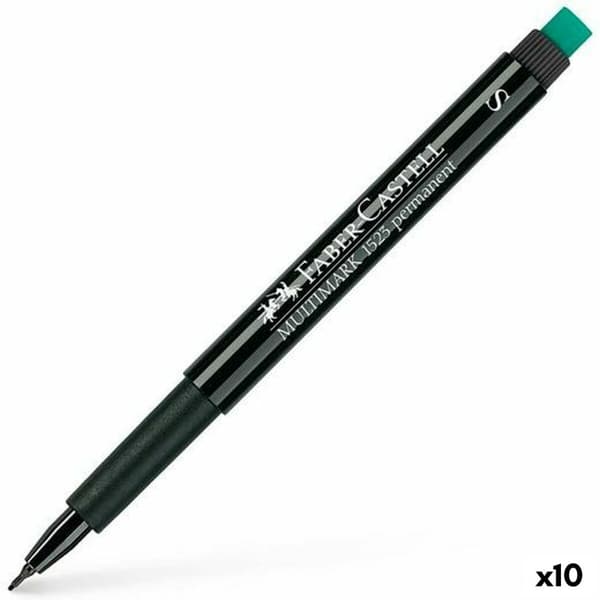 Permanent markør Faber-Castell Multimark 1523 S Svart (10 enheter)