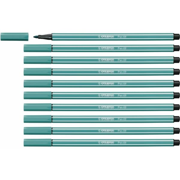 Tuschpennor Stabilo Pen 68 Turkos (10 Delar)