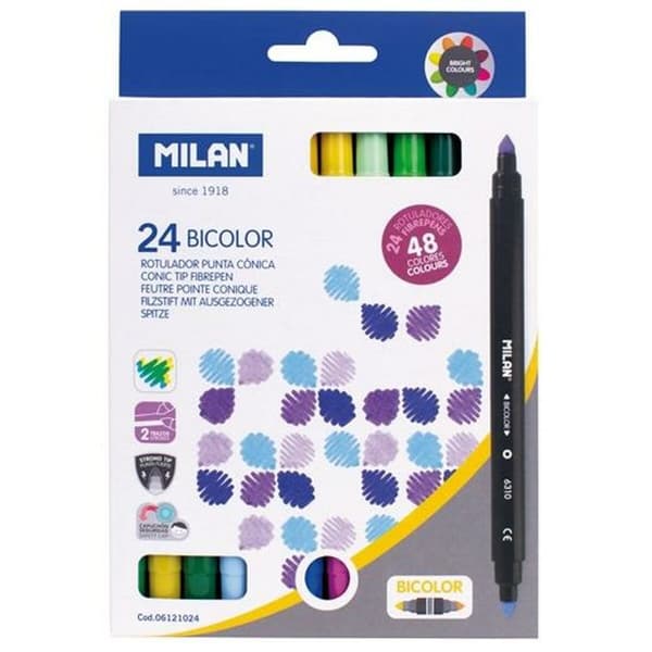 Tuschpennor Milan Dvobarvna 24 Delar Multicolour