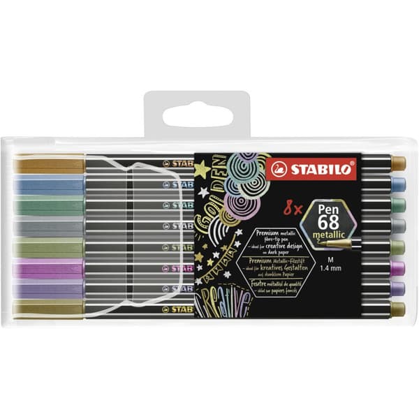 Tuschpennor Stabilo Pen 68 metallic 8 Delar Multicolour