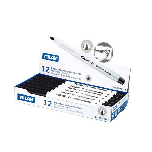 Tuschpennor Milan Whiteboard 12 antal Svart PVC