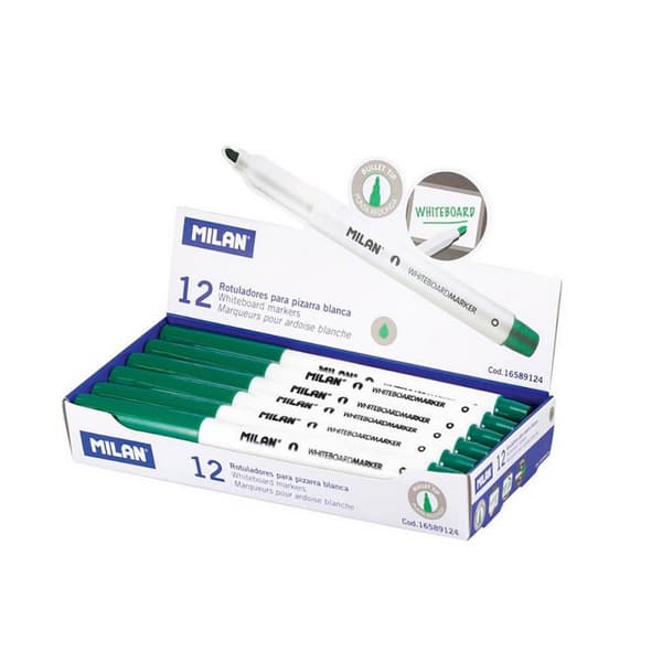 Tuschpennor Milan Whiteboard 12 antal Grön PVC