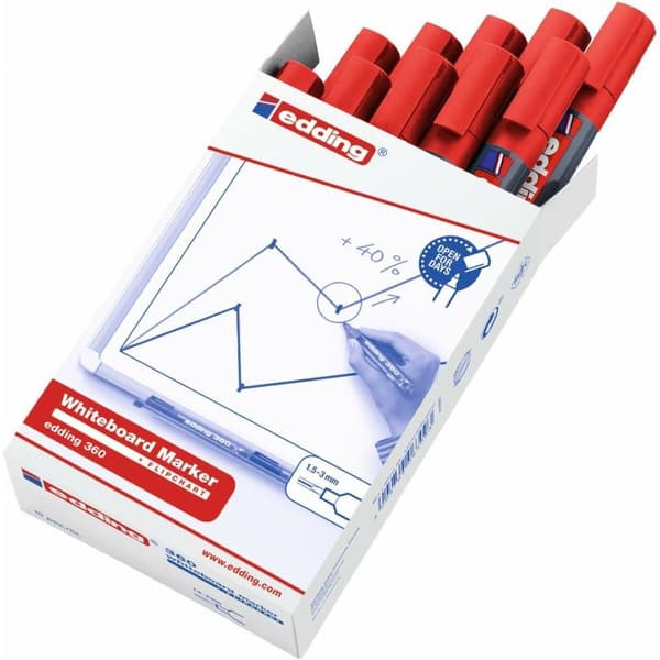 Whiteboard penna Edding 360 Laddningsbar Röd (10 antal)