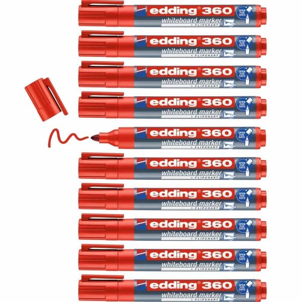 Whiteboard penna Edding 360 Laddningsbar Röd (10 antal)